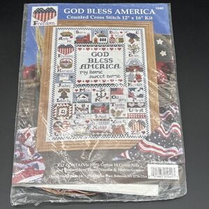 Vintage Design Works 1040 God Bless America Counted Cross Stitch Kit